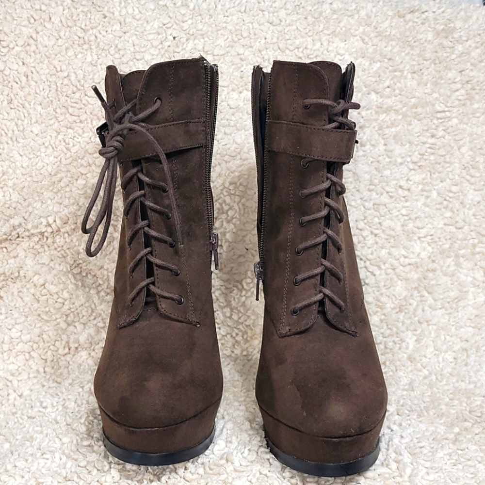Dark brown platform boots